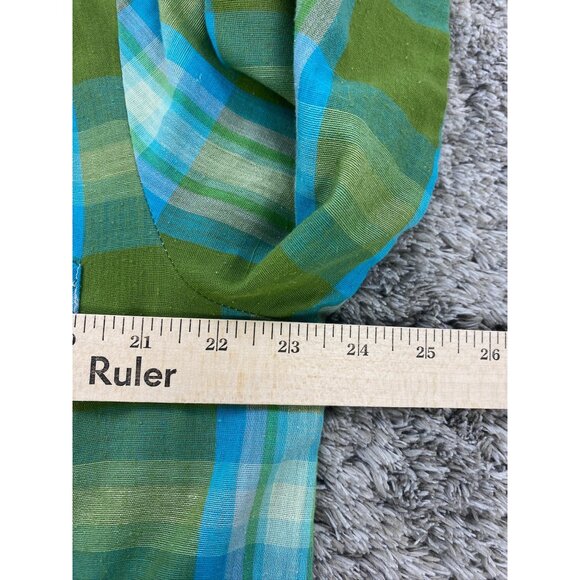 Vtg Fruit of the Loom Robe Men Medium Green Madras Plaid Permanent Press 80s 90s - Picture 4 of 9